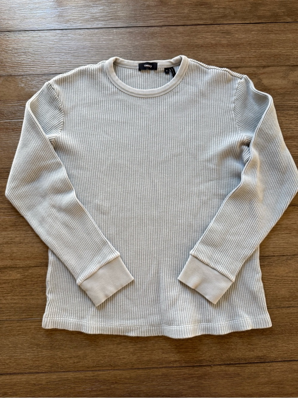 Theory Men’s Light Blue Crewneck Waffle Knit Sweater
